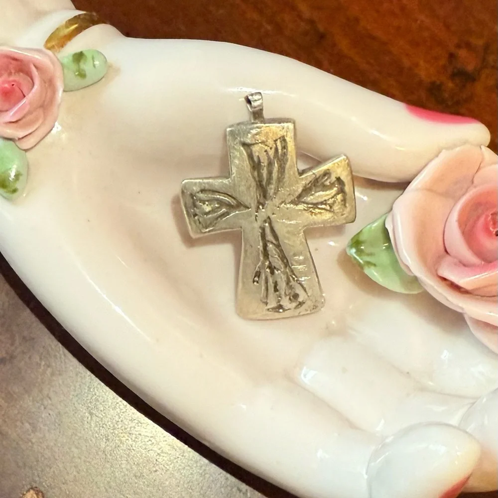 Antique Silver Ethiopian Coptic Cross Pendant Handmade Tribal Jewelry